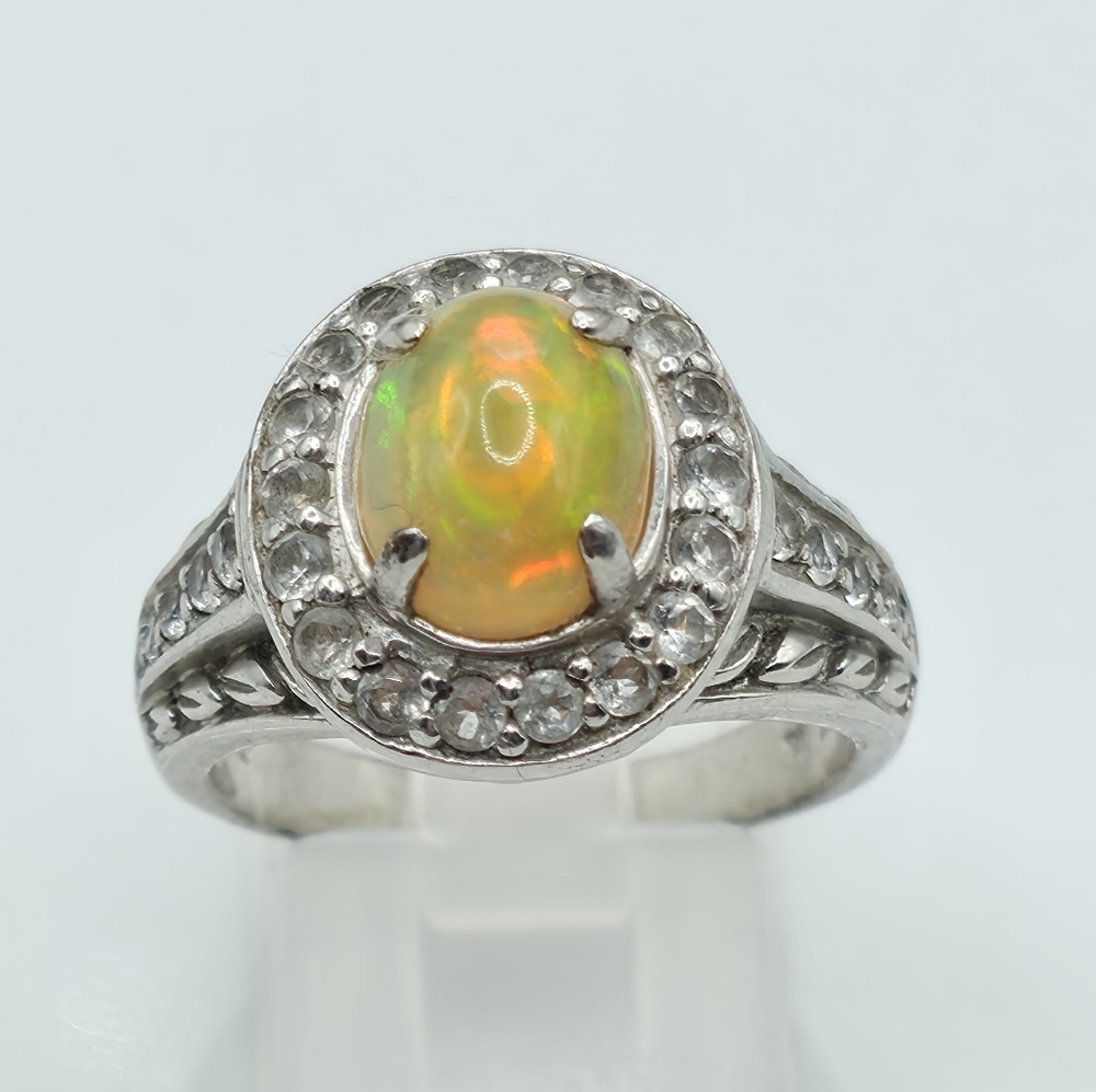 Victoria Wieck Vintage Ethiopian Welo Opal and Topaz Ring